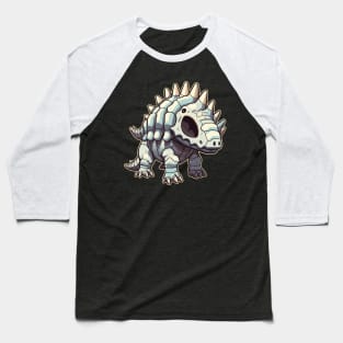 Horrible Chibi Stegosaurus Isometric Dinosaur Skeleton Baseball T-Shirt